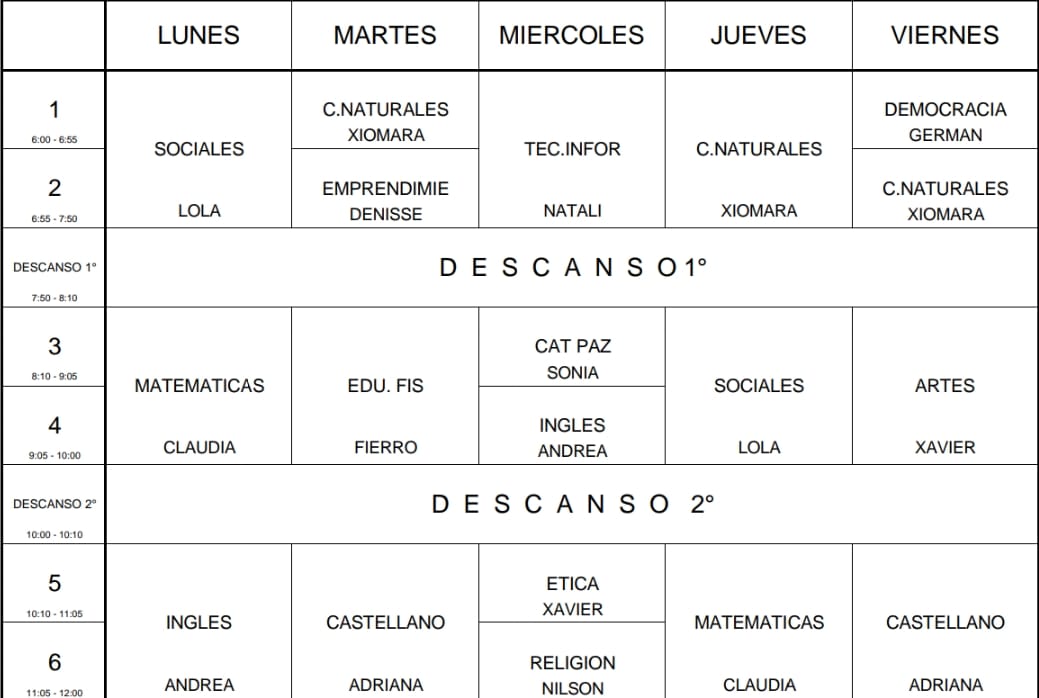 Horario 6-2
