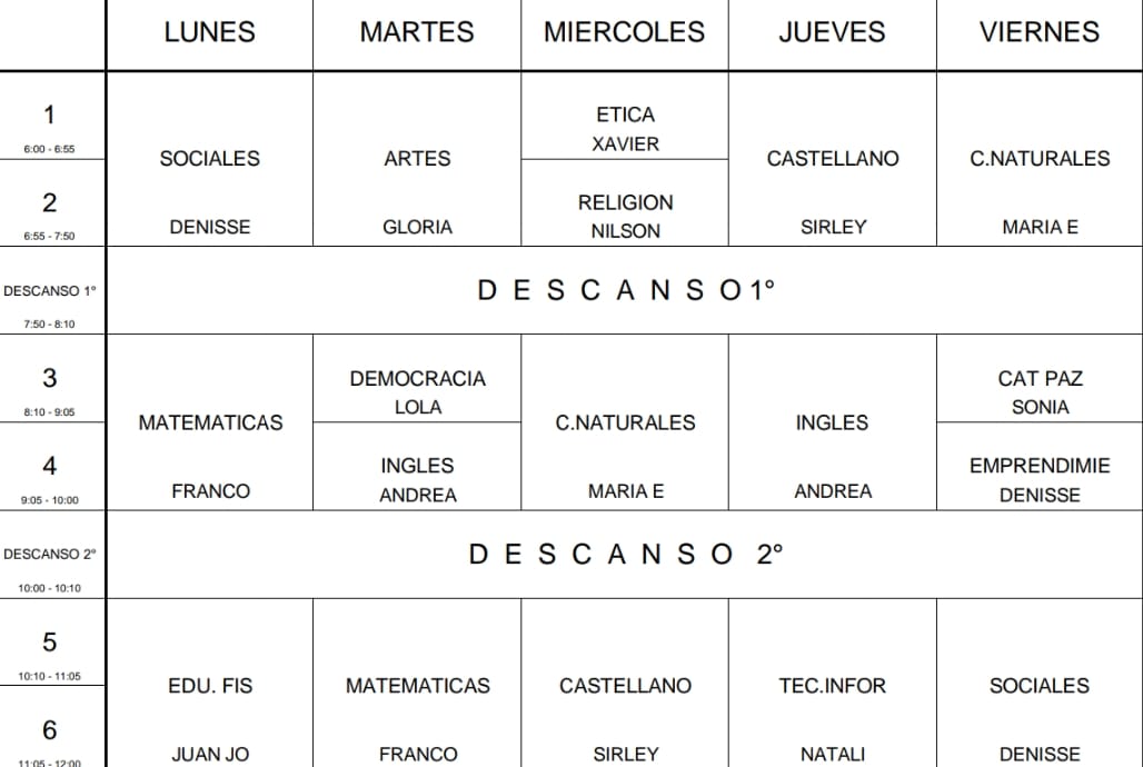 Horario 6-3