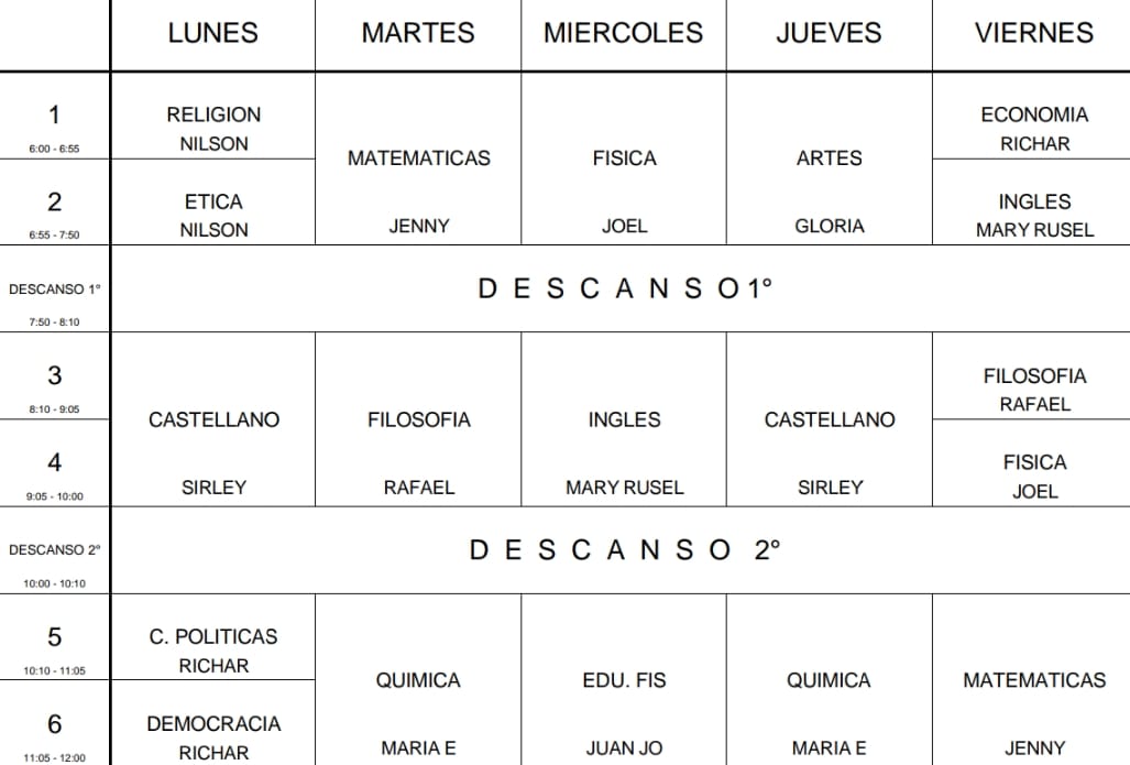 Horario 6-2